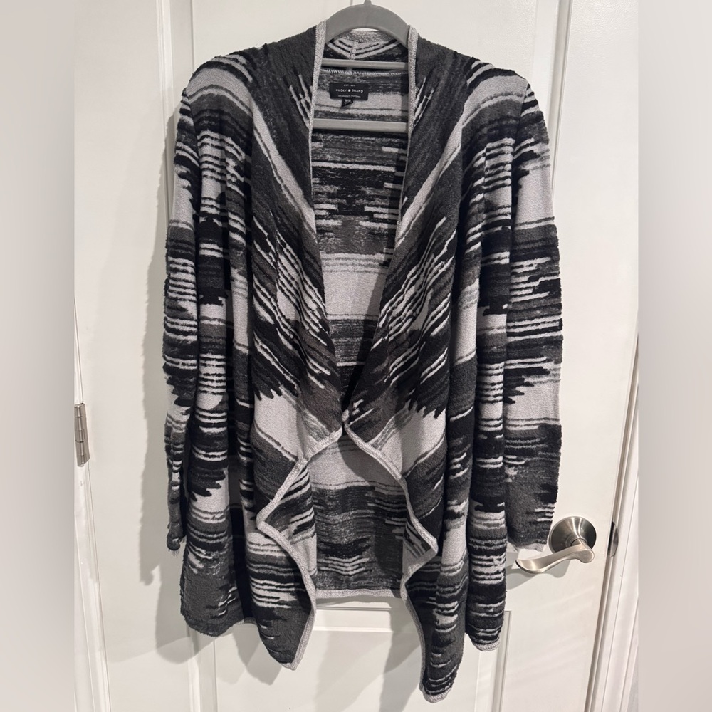 Lucky Brand Charcoal and Light Gray Knit Cardigan